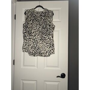 Hailey And Co Sleeveless Ruffle Trim Leopard Print  Tank Top 2x  Nwt 35